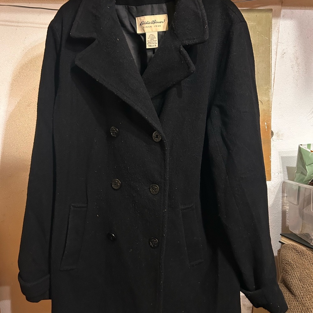 Vintage Eddie Bauer Overcoat Heavy Wool Blend Jacket Mens Tall L/G